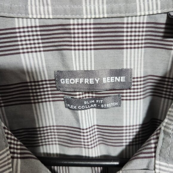 Geoffrey Beene Button Front Shirt Mens Size Large Plaid Long Sleeve Slim Fit - Picture 3 of 4
